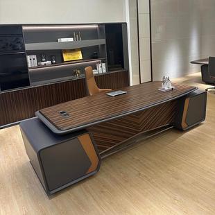 董事长桌黑中式办公室胡桃木办公桌总裁新老板桌实木大班台烤漆