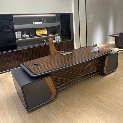 董事长桌黑中式办公室胡桃