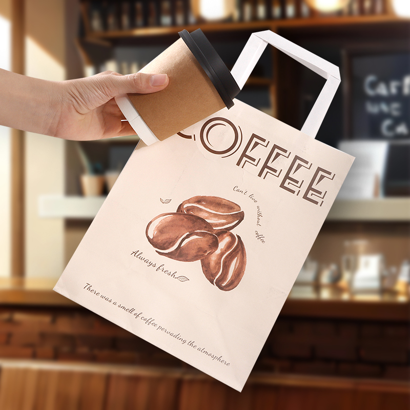 咖啡打包袋定制单杯奶茶外带牛皮纸袋手提袋外卖双杯饮品杯托logo