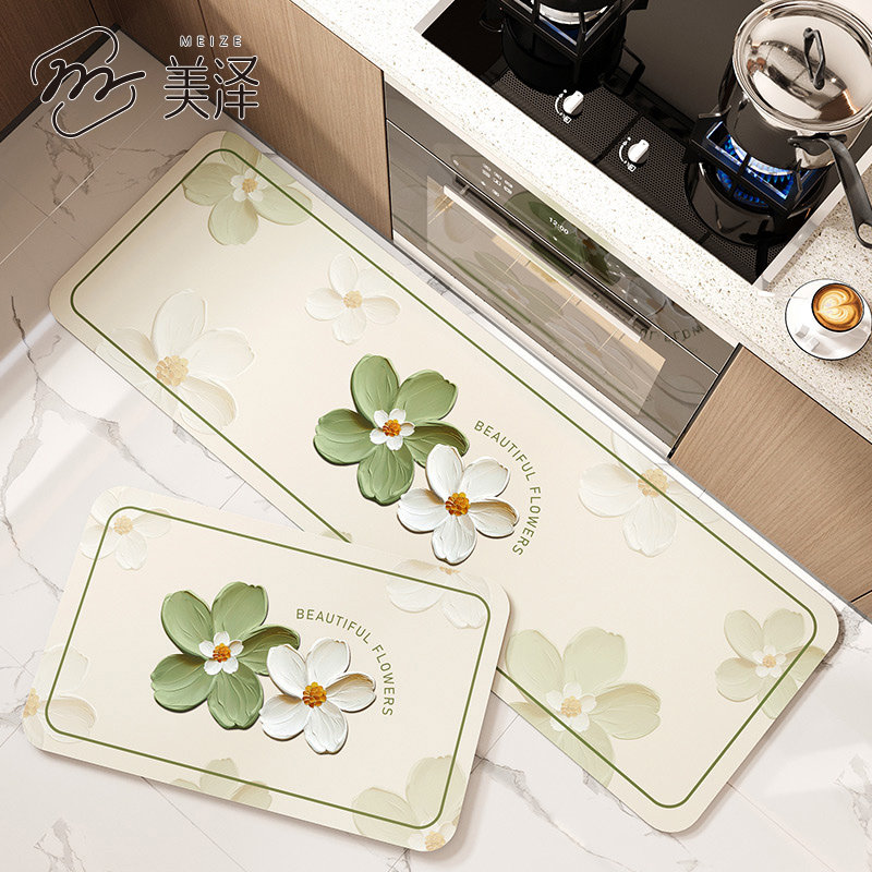 厨房地垫硅藻泥家用耐脏防滑防油地毯2025新款吸水吸油专用脚垫