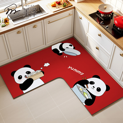 厨房地垫2024新款硅藻泥吸水垫喜庆防滑防油脚垫免洗可擦防水地毯