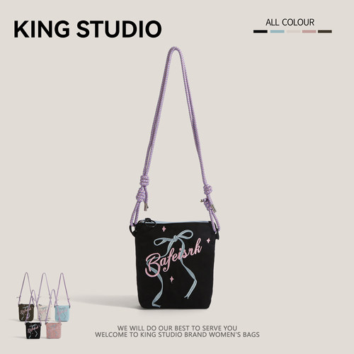 小众芭蕾风蝴蝶结手机包女单肩包