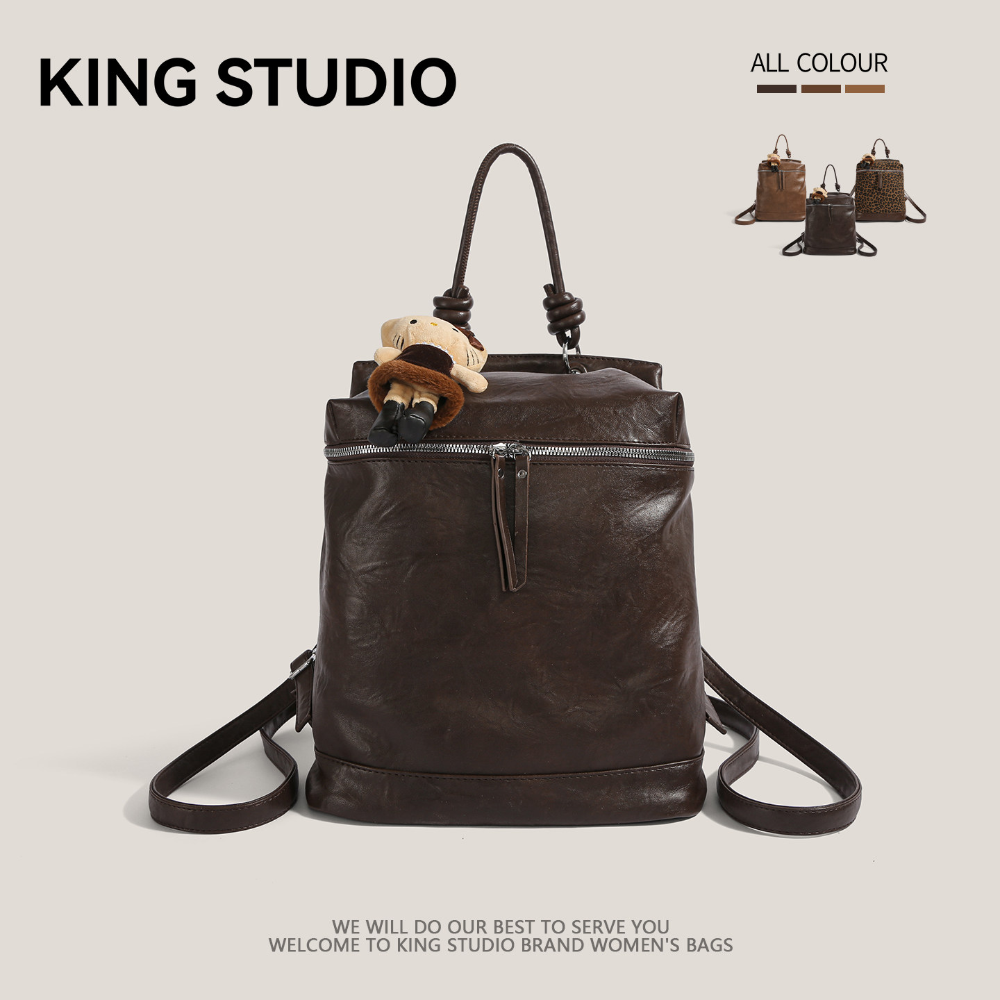 复古油蜡皮双肩包包女2025新款时尚百搭大容量休闲通勤手提旅行包