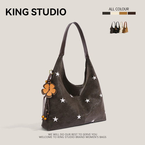 小众星星刺绣托特包女时尚单肩包