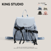 尼龙帆布蝴蝶结双肩包女2025新款 潮韩国小众背包大容量通勤旅行包