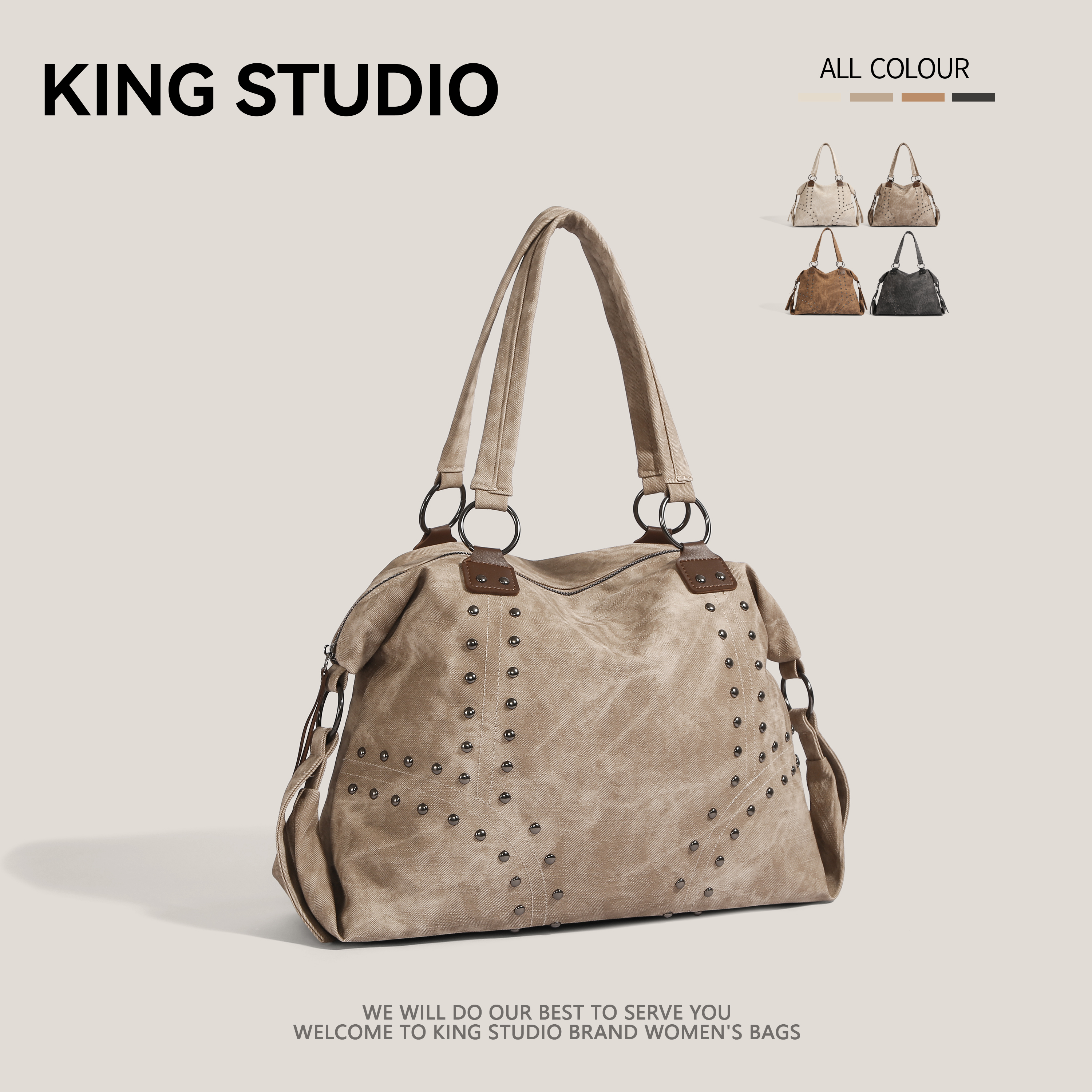 废土风手提包包女大容量保龄球包