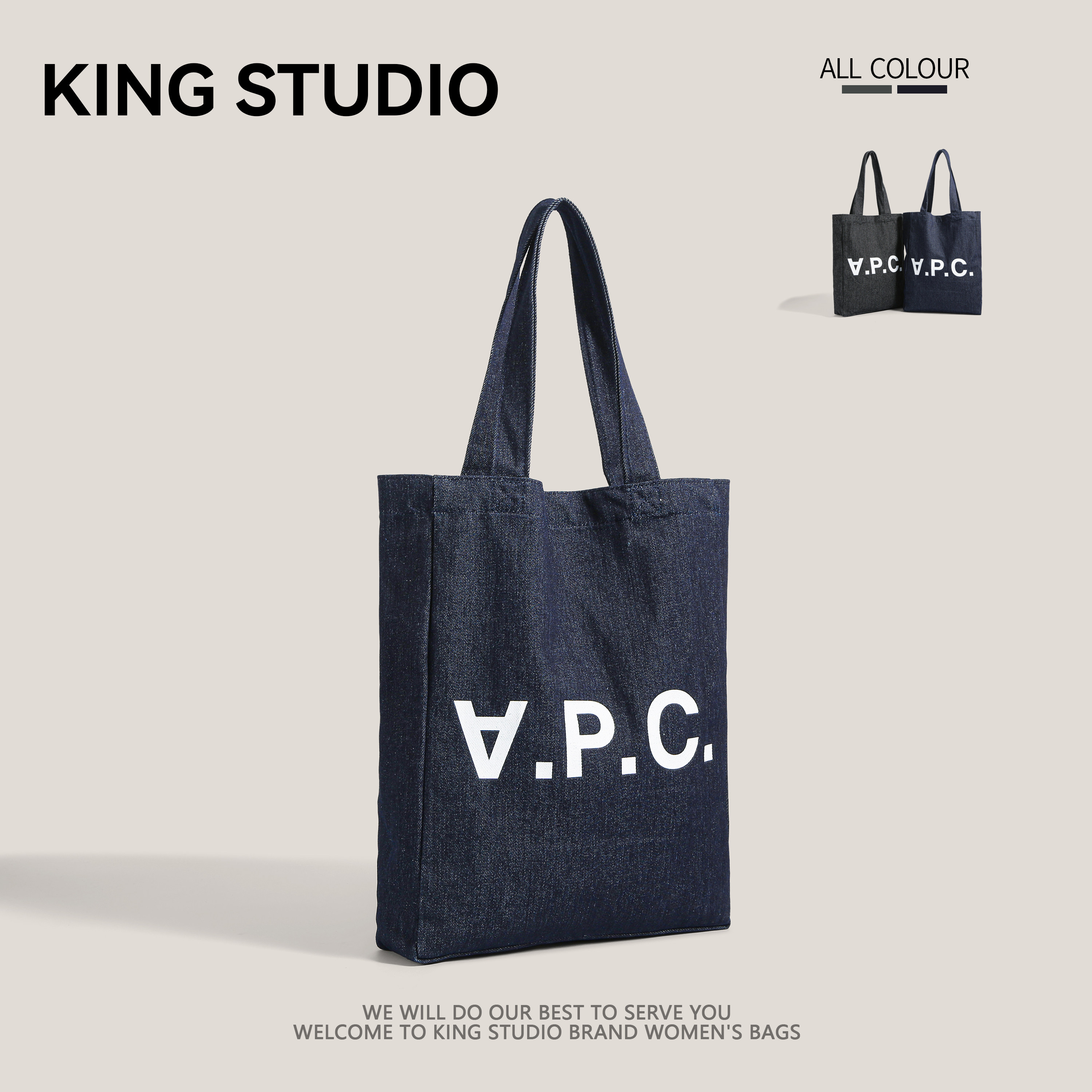 大容量牛仔布包女2025新款时尚字母单肩包学生上课百搭通勤托特包