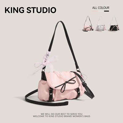 时尚褶皱云朵包蝴蝶结单肩斜挎包