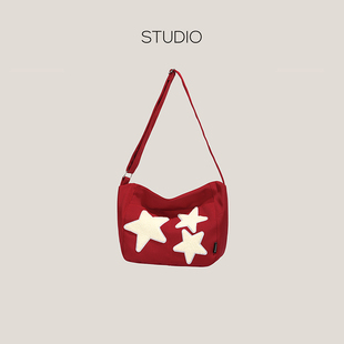 下酒话DrinKing大容量包包女个性撞色单肩斜挎包五角星通勤托特包