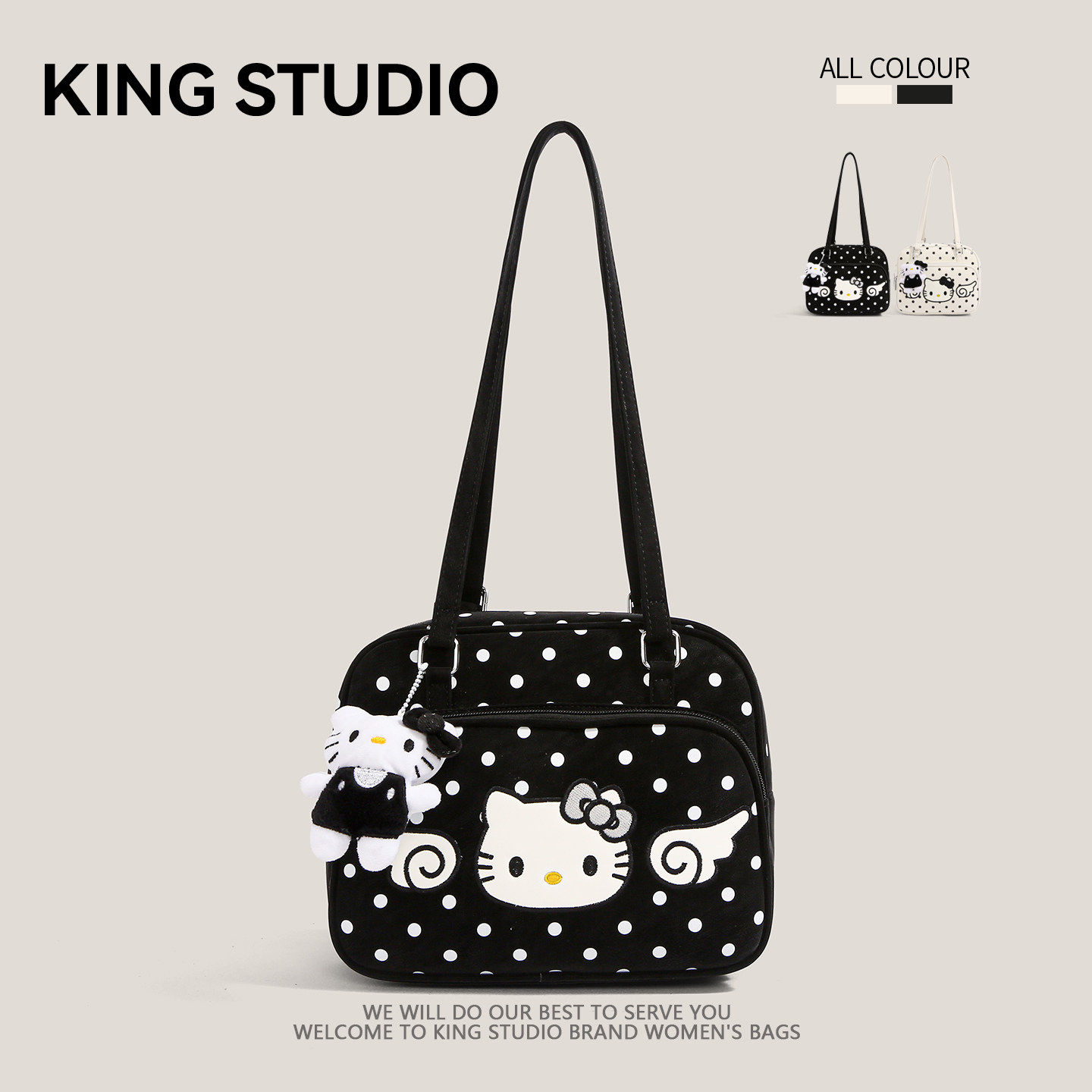 可爱HelloKitty波点托特包图片