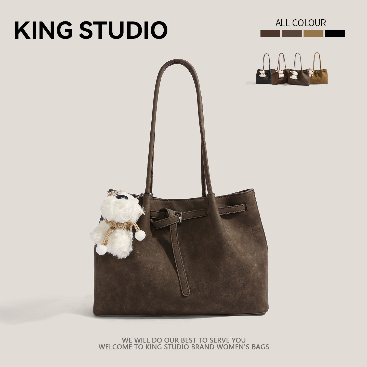 复古麂皮绒托特包女2026新款时尚通勤腋下包小众百搭大容量单肩包