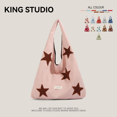 韩系星星刺绣托特包女单肩腋下包