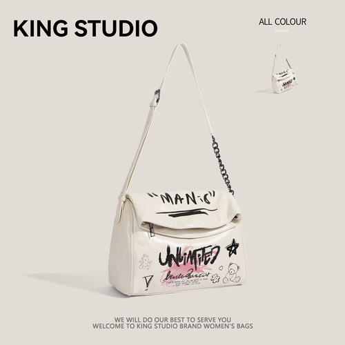 涂鸦印花大容量单肩包通勤托特包