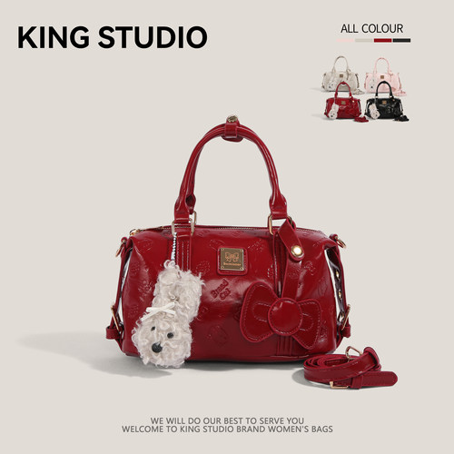 高级感红色手提包包女时尚枕头包