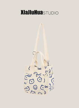 下酒话DrinKing2025新款帆布包可爱小熊手提包学生上课单肩斜挎包