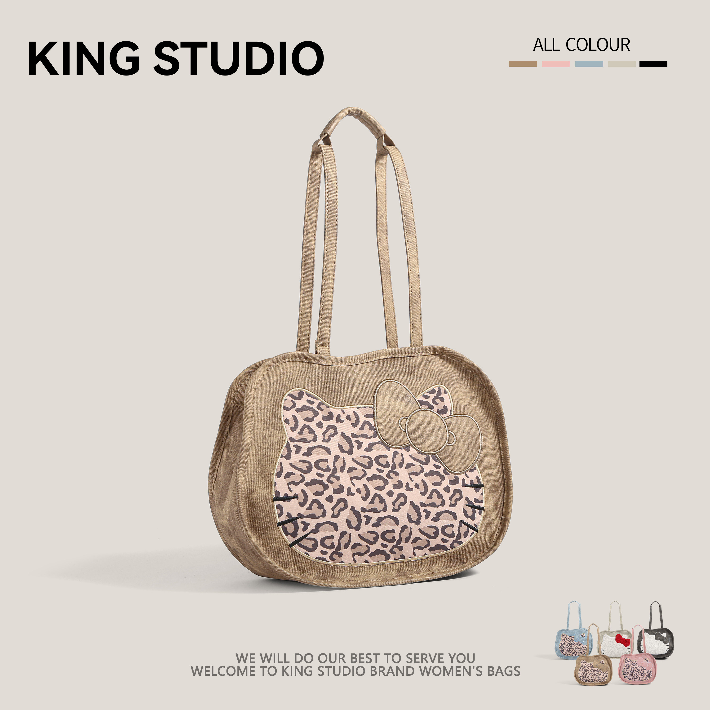 卡通豹纹鹿皮绒双肩包包女2025秋冬新款韩国可爱托特包大容量背包