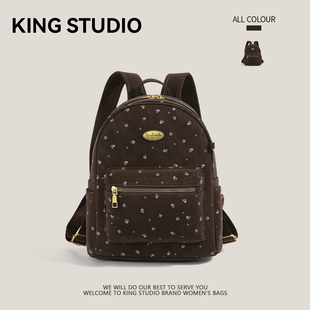 小众复古碎花双肩包女2026新款 百搭通勤学生书包背包 潮大容量时尚