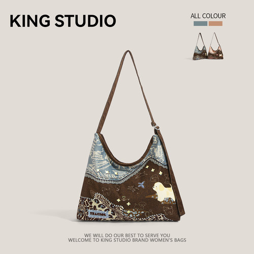 原创焦糖狗帆布包女高级感斜挎包