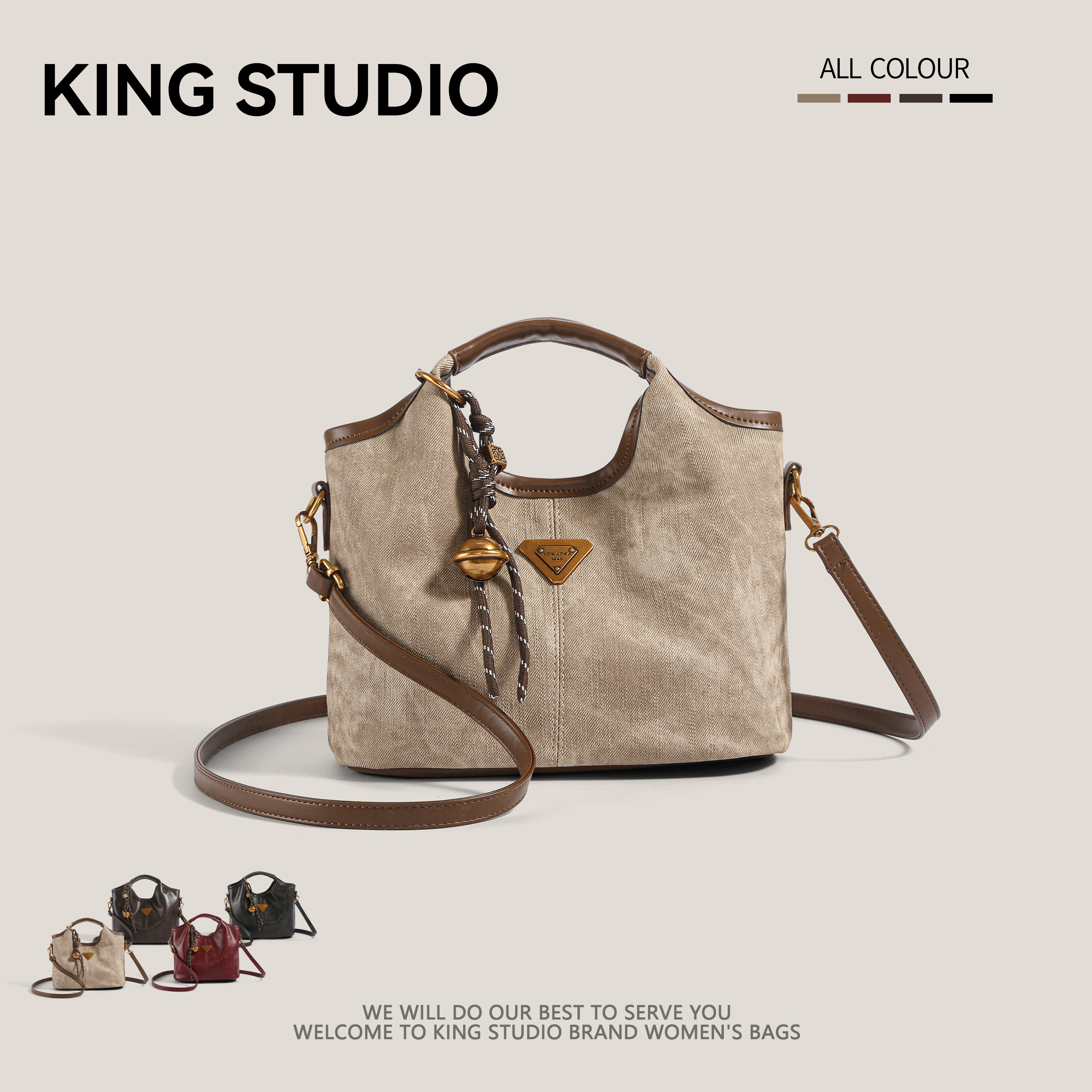 秋冬季百搭斜挎包时尚手提水桶包