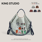 日本ball chain刺绣万圣节环保购物袋手提包上班通勤单肩斜挎包女