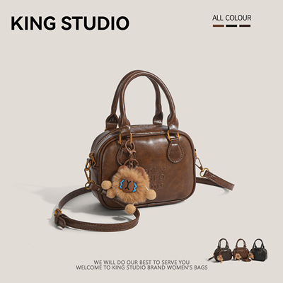 小众复古保龄球包高级质感手提包