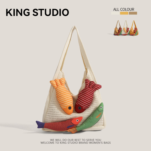 大容量针织编织包个性百搭单肩包