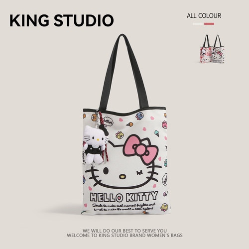 日系卡通kt猫帆布包女外出手提袋