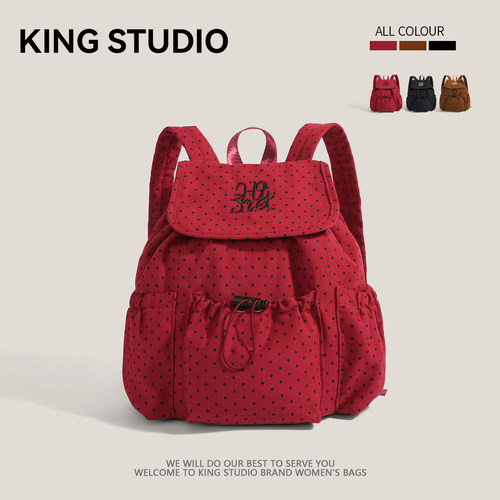 大容量波点双肩包女休闲旅行背包