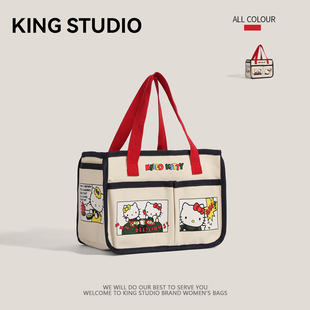 可爱卡通HelloKitty帆布包女大容量多功能托特包妈咪手提袋收纳包