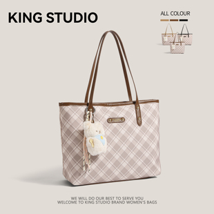 韩系格纹大容量托特包包女2025新款高级感百搭通勤上班手提单肩包