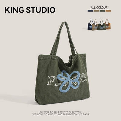 小众设计牛仔帆布包慵懒风托特包