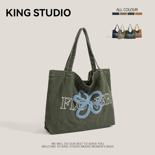 小众设计牛仔帆布包慵懒风托特包