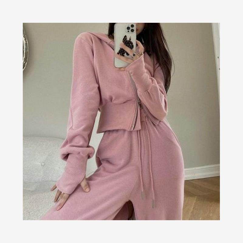 纯色简约时尚运动卫衣套装女春秋2024年新款连帽开衫外套两件套女,女装/女士精品,时尚套装,淘宝优惠券,粉丝福利购,淘宝优惠卷