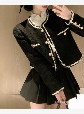 2024新款法式小香风黑色西装短外套女春秋季高级感气质上衣小个子