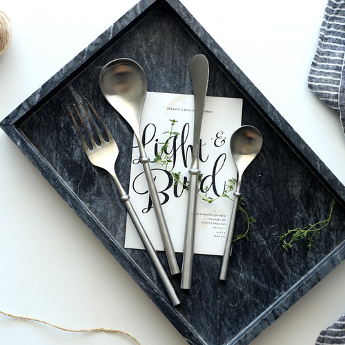 珠点304实心不锈钢刀叉勺四件套