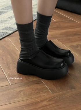 包头半拖鞋女2025年春季新款厚底懒人无后跟穆勒拖鞋外穿半托单鞋