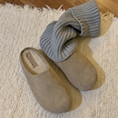 大发姐姐实拍 牛皮～2025新款厚底勃肯鞋一脚蹬包头半拖鞋女单鞋