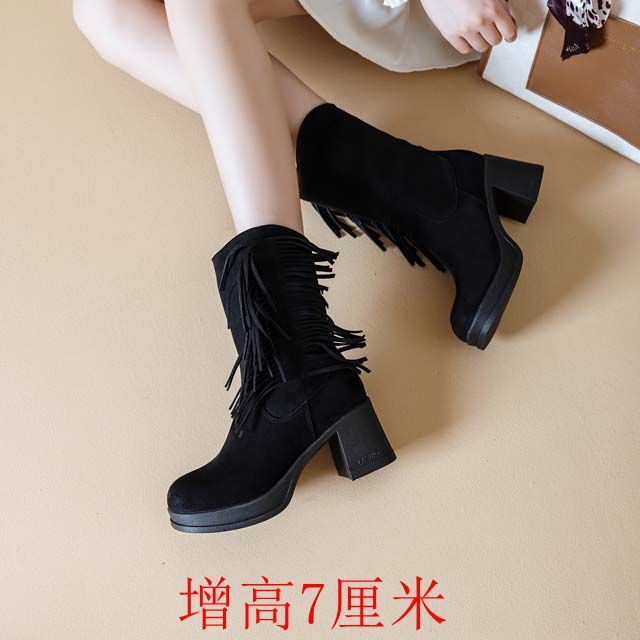 日式良品中高跟底显瘦显腿长高筒骑士靴增高小个子公主瘦瘦靴新款
