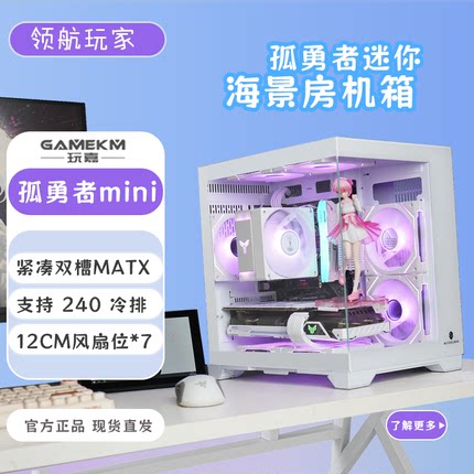 玩嘉孤勇者mini迷你无立柱升级版旗舰版纯白海景房MATX机箱