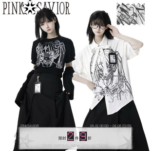 短袖 pinksavior 喧闹夏梦 oversize满印衬衫 夏秋垂感设计套装