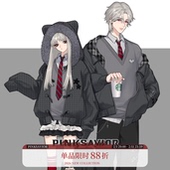 pinksavior朋克小鼠刺绣大毛领波点棉服外套黑灰设计感套装