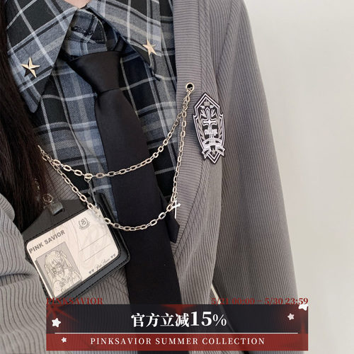 pinksavior【失序札记】学院卷边衬衫格纹收腰针织工字褶半裙