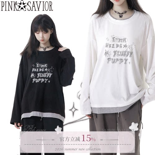 pinksavior【FLUFFY小狗】双色拼接假两件秋冬基础长袖