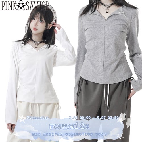 pinksavior【氧气星星】三色拼缝收腰基础长袖上衣显瘦春秋内搭
