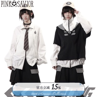 pinksavior【空格前奏】休闲拉链衬衫套头卫衣腿套少年感机能风