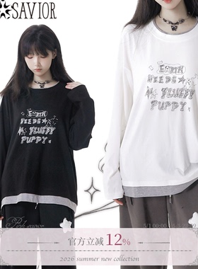 pinksavior【FLUFFY小狗】双色拼接假两件秋冬基础长袖