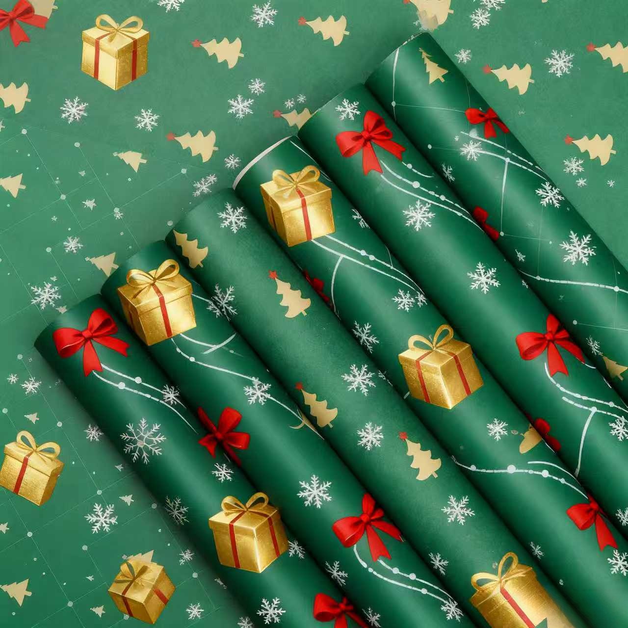 圣诞节礼物包装纸平安夜苹果花束