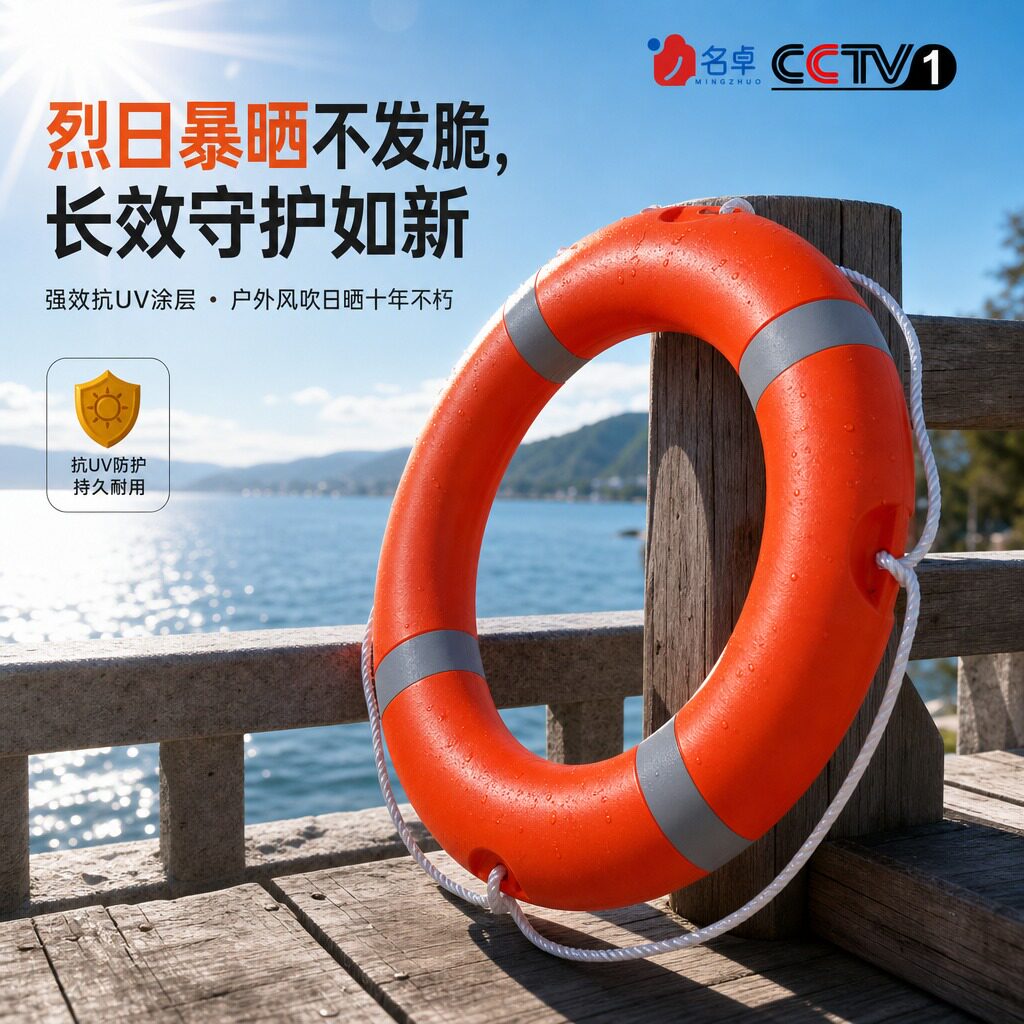 湖边救生圈应急救生浮圈实心泡沫游泳浮圈救身圈救生衣救生绳PVC