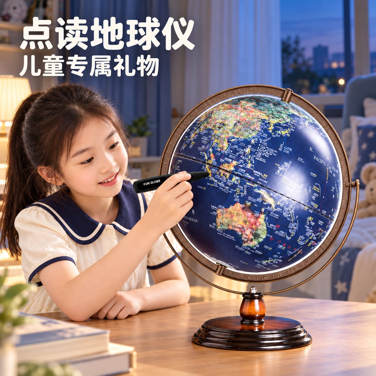 funglobe朋宸AR点读地球仪3d立体悬浮凹凸学生用初中生专用客厅摆件触控小夜灯男孩高级感生日礼物2026年新版