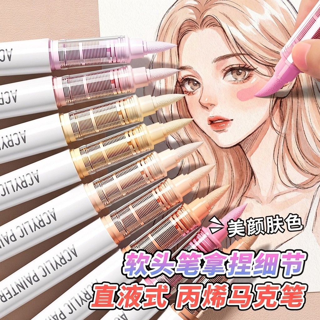 直液式丙烯马克笔软头绘画画笔套装美术生专用儿童可洗水彩笔小学生美术专用礼盒幼儿园水性120色涂鸦颜色笔,文具电教/文化用品/商务用品,马克笔,淘宝优惠券,粉丝福利购,淘宝优惠卷